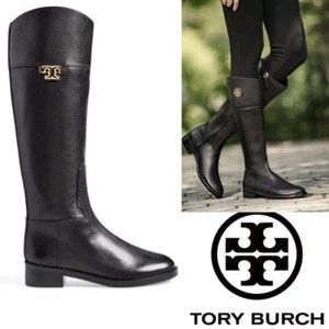 EC Tory Burch Knee High Black Leather Riding Boots size 5.5